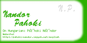 nandor pahoki business card